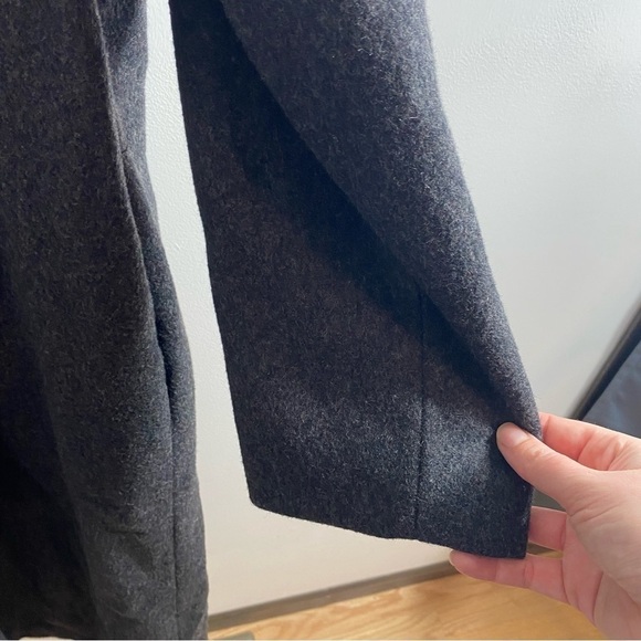 Andrea 100% Wool Hooded Maxi Trench Pea Coat Sz 16 Button Down Jacket - Picture 5 of 11